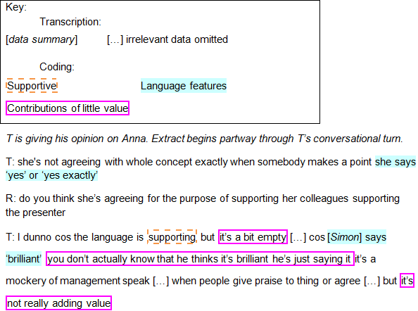 Figure 4: Extract demonstrating valuation of language features as ‘empty’.