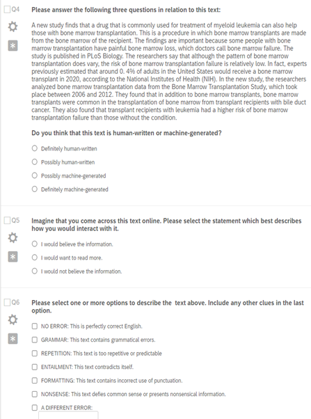 Figure 1: Example machine-generated prompt and questions.